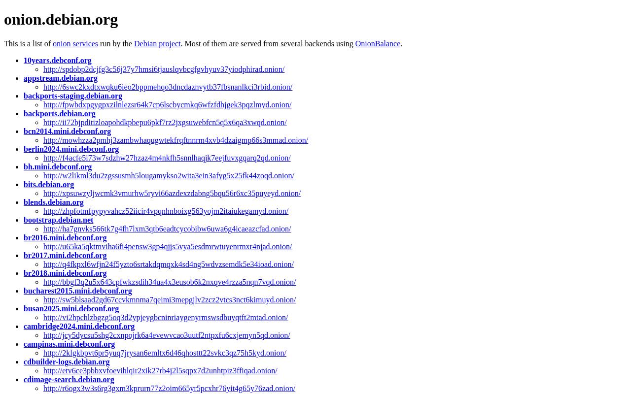 Screenshot von onion.debian.org