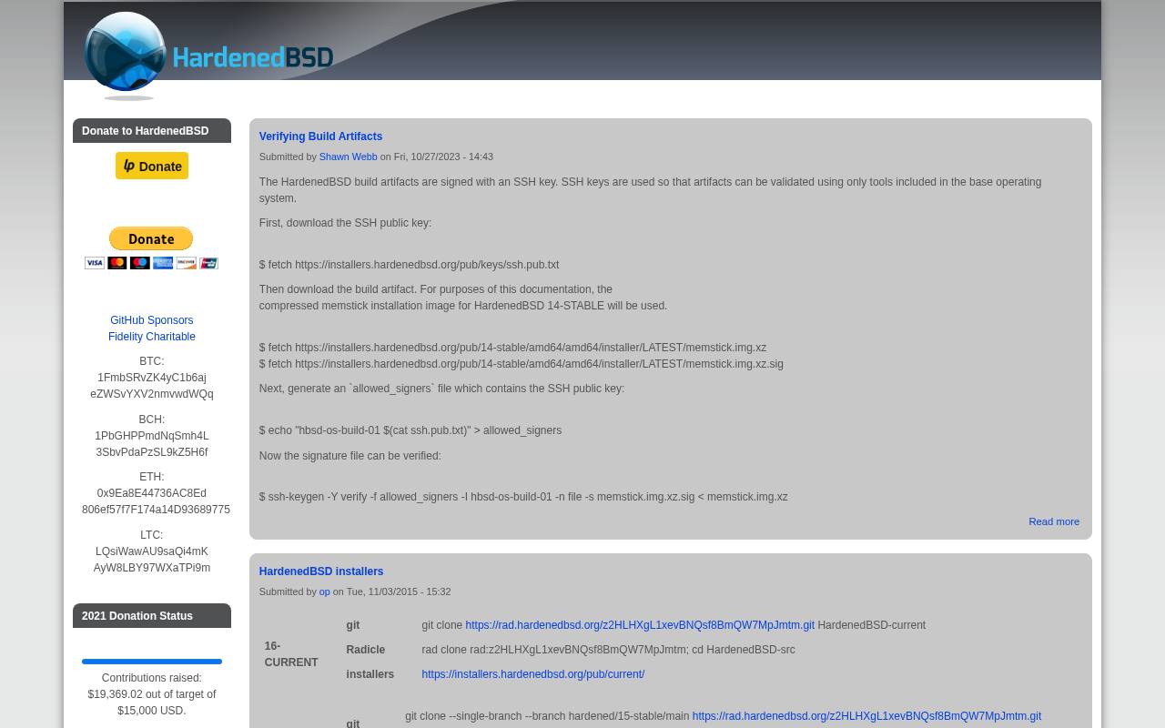 Capture d'écran de hardenedbsd.org