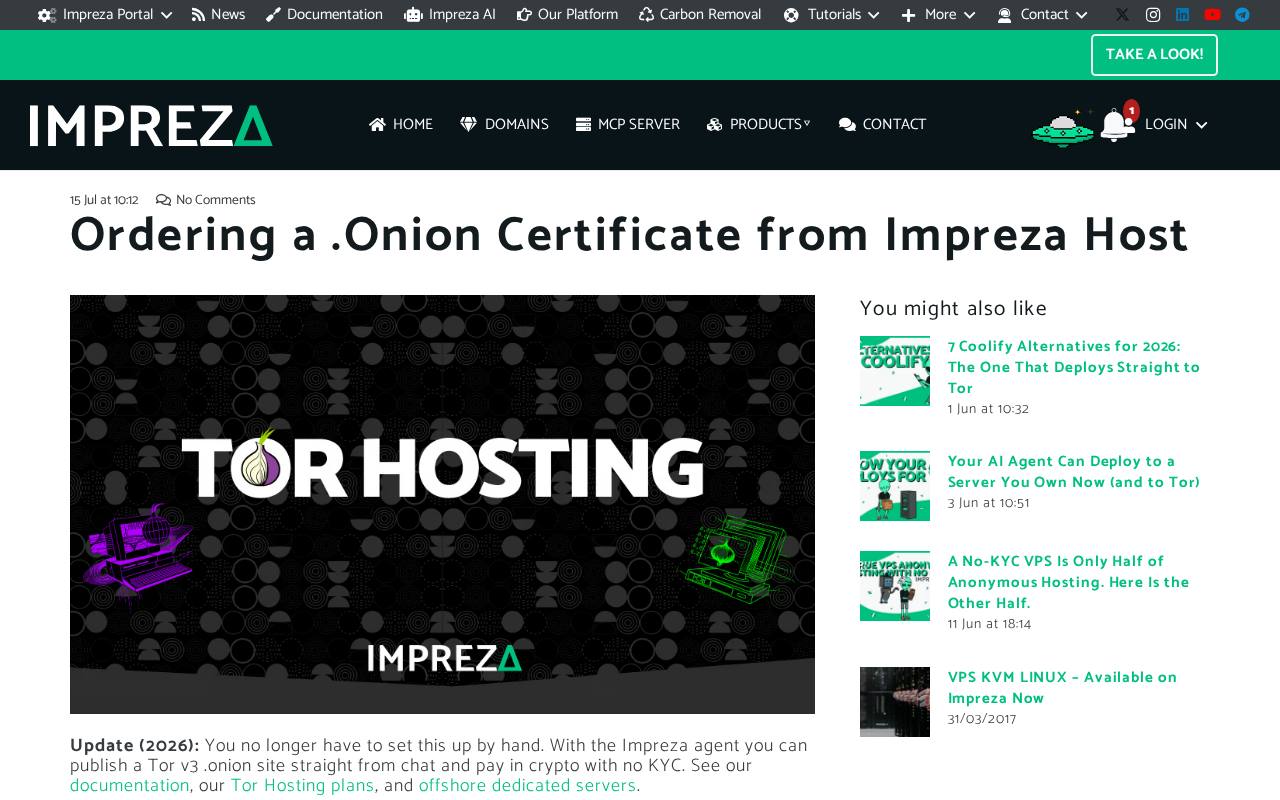 Screenshot di impreza.host