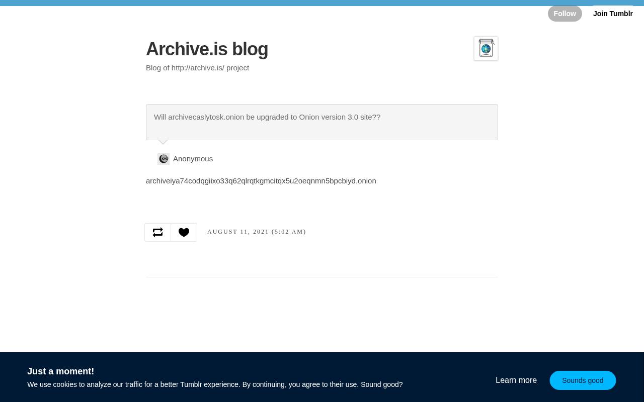 Screenshot of blog.archive.today