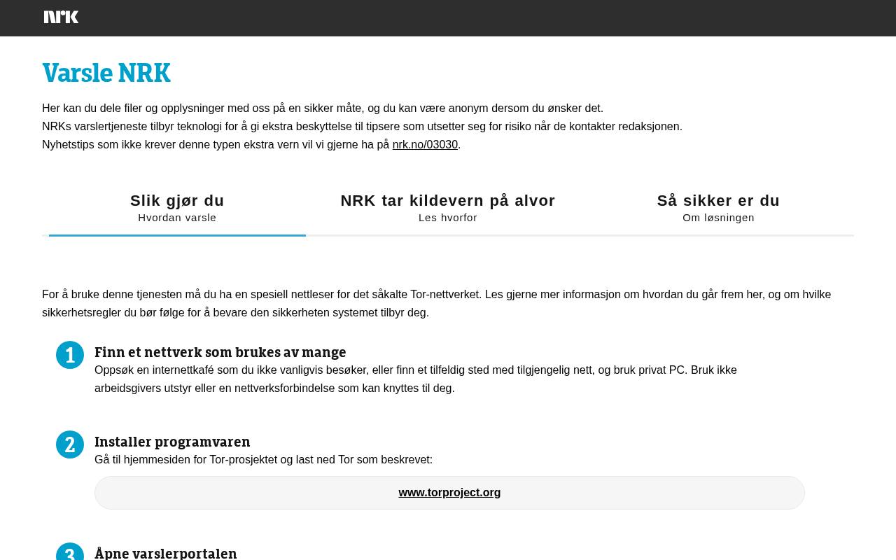 Screenshot of nrk.no
