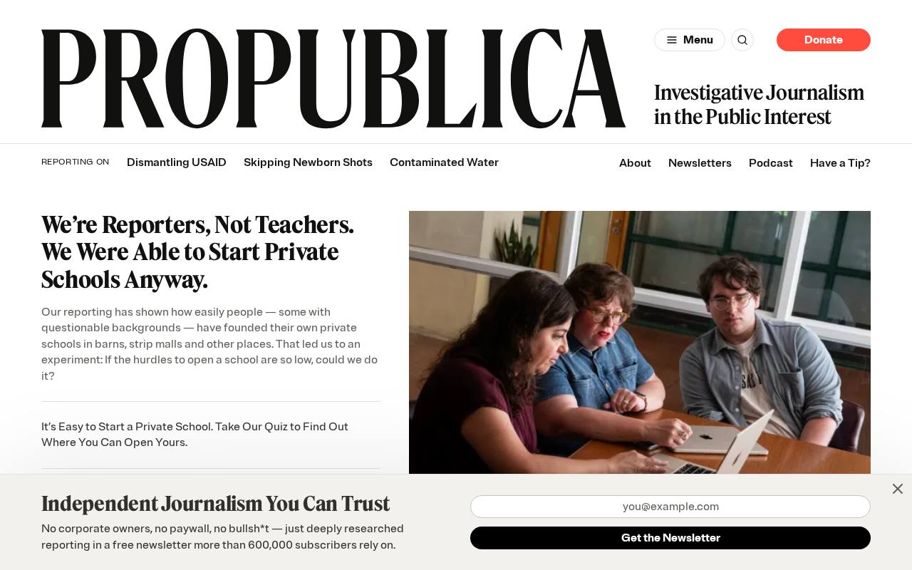 Screenshot von propublica.org