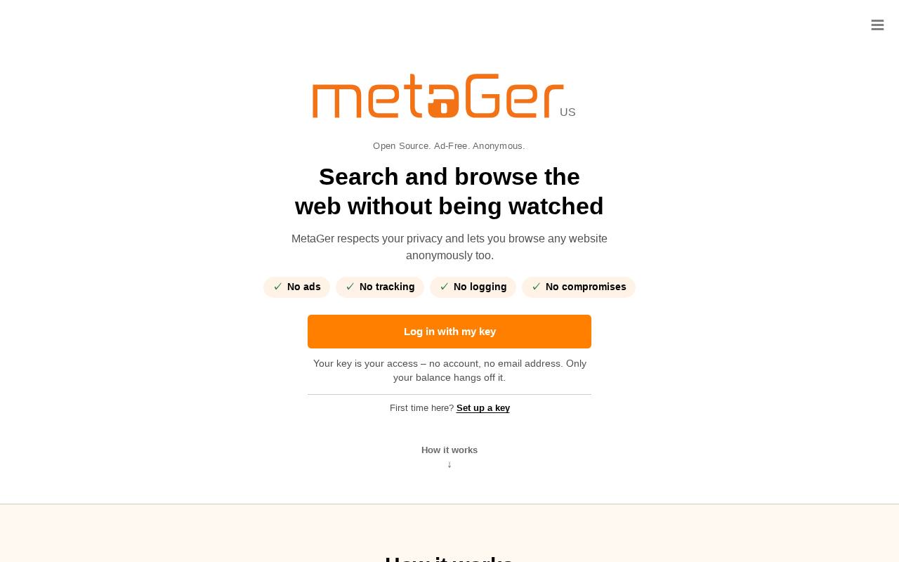Screenshot von metager.org