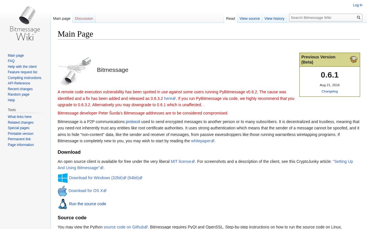 Screenshot of wiki.bitmessage.org