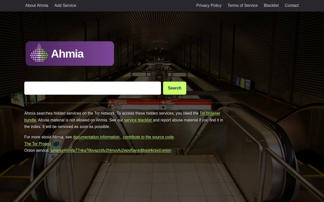 Screenshot of ahmia.fi