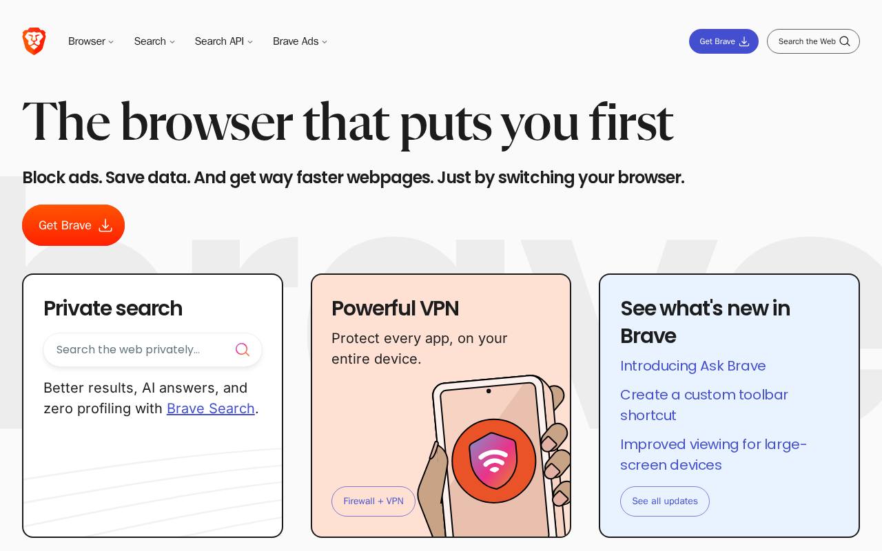 Screenshot von brave.com