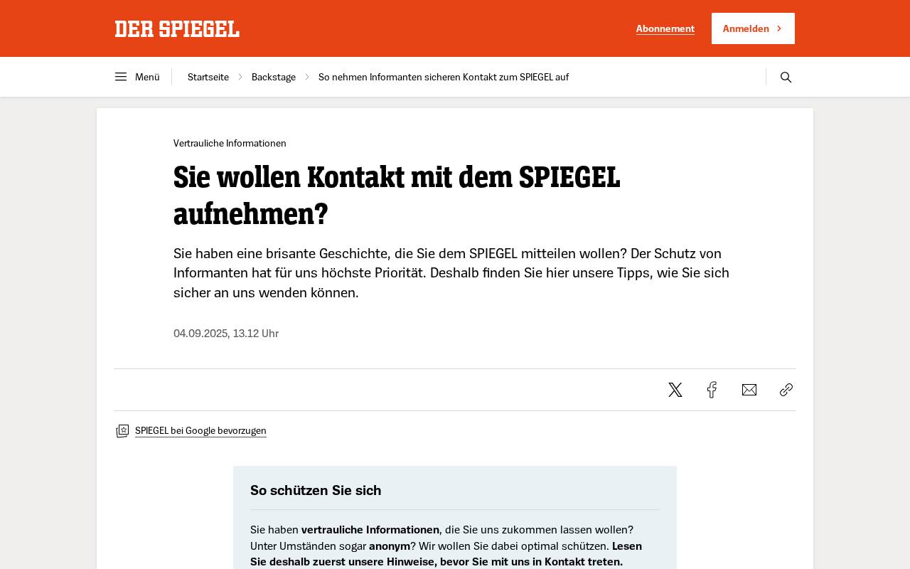 Screenshot of spiegel.de