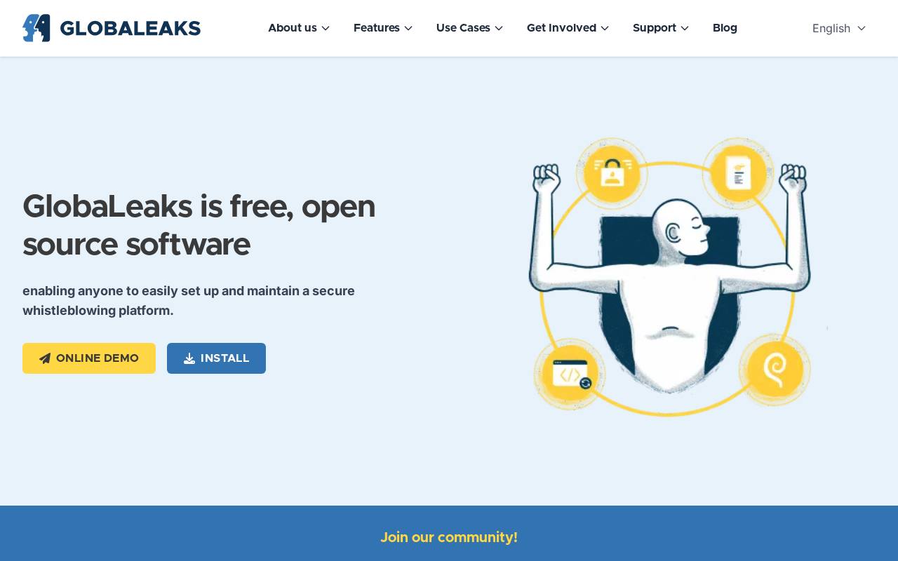 Screenshot of globaleaks.org