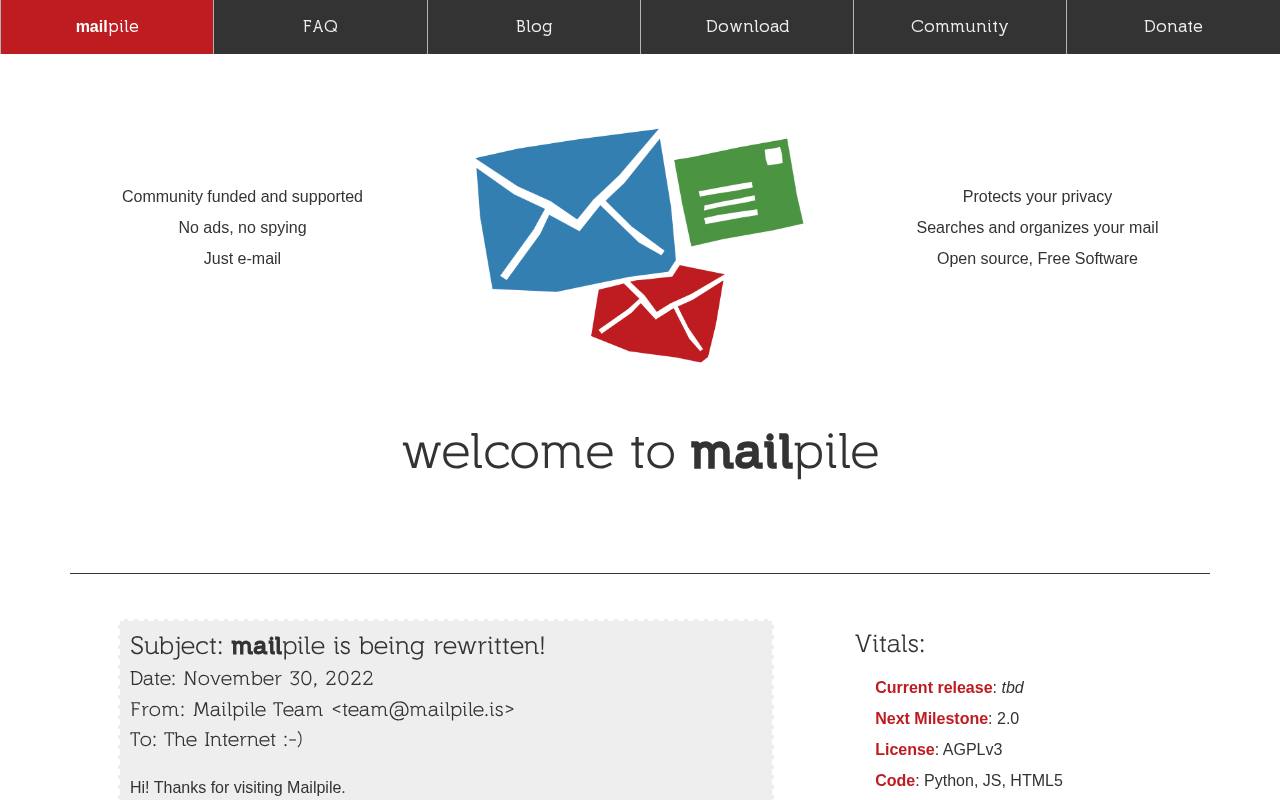 Screenshot of mailpile.is