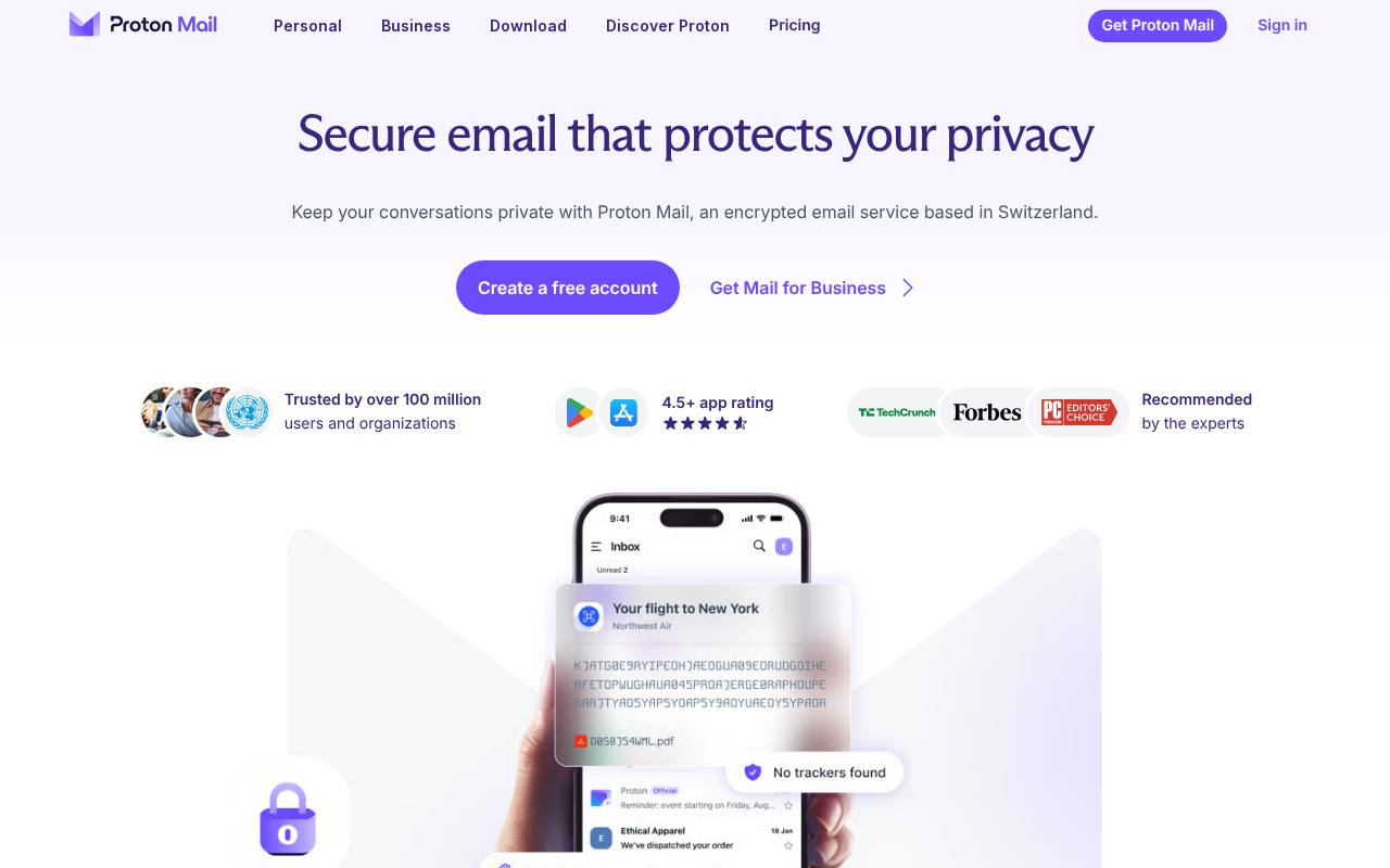 Screenshot of proton.me