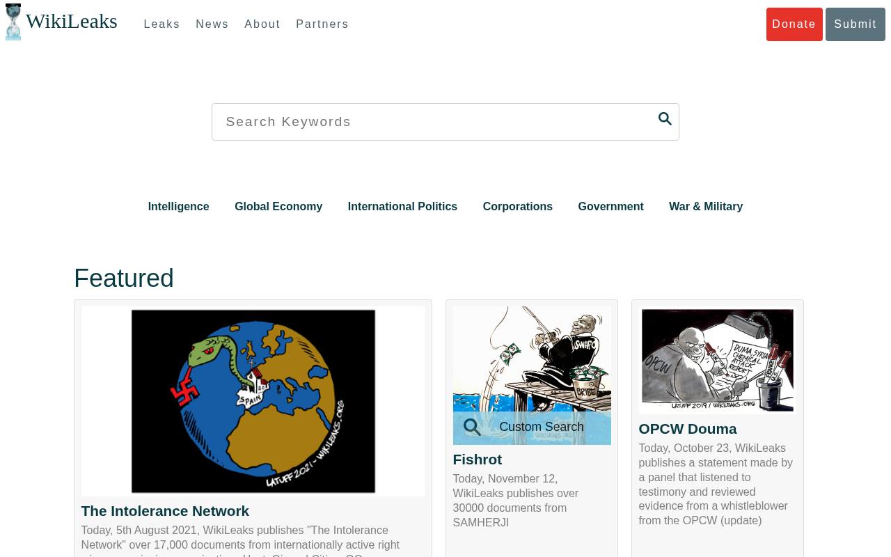 Screenshot of wikileaks.org