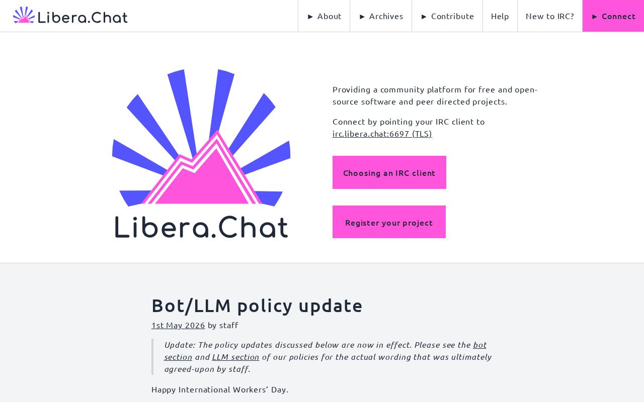 Screenshot of libera.chat