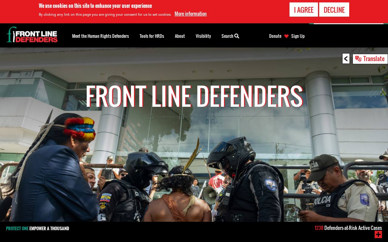 Screenshot of frontlinedefenders.org
