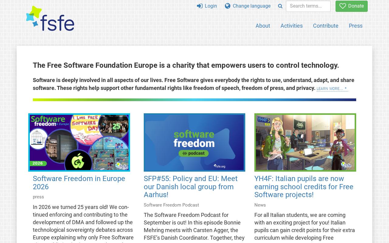 Screenshot of fsfe.org