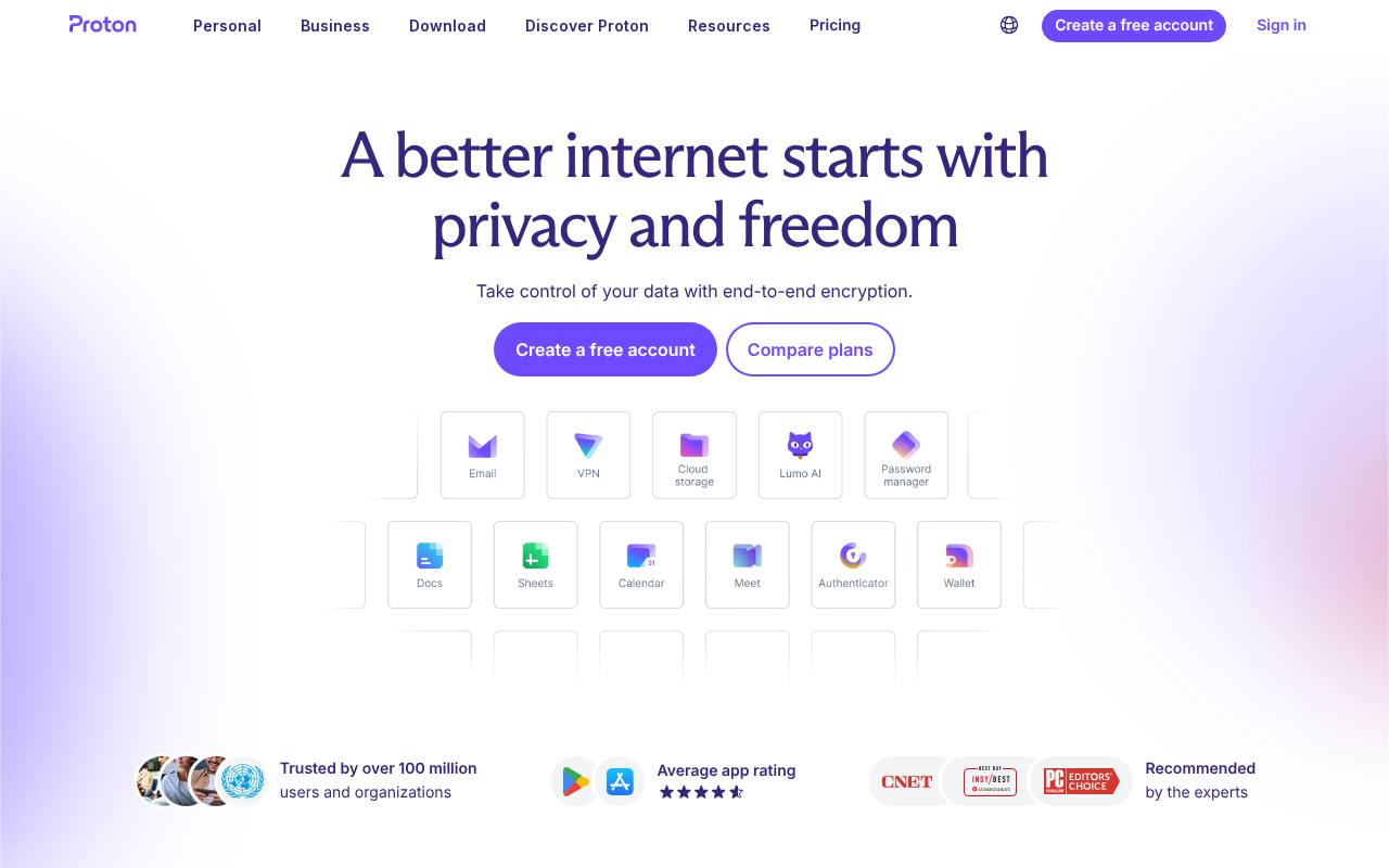 Screenshot of proton.me