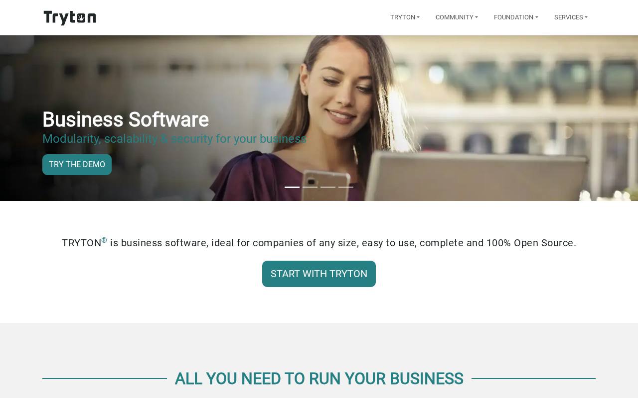 Screenshot of tryton.org
