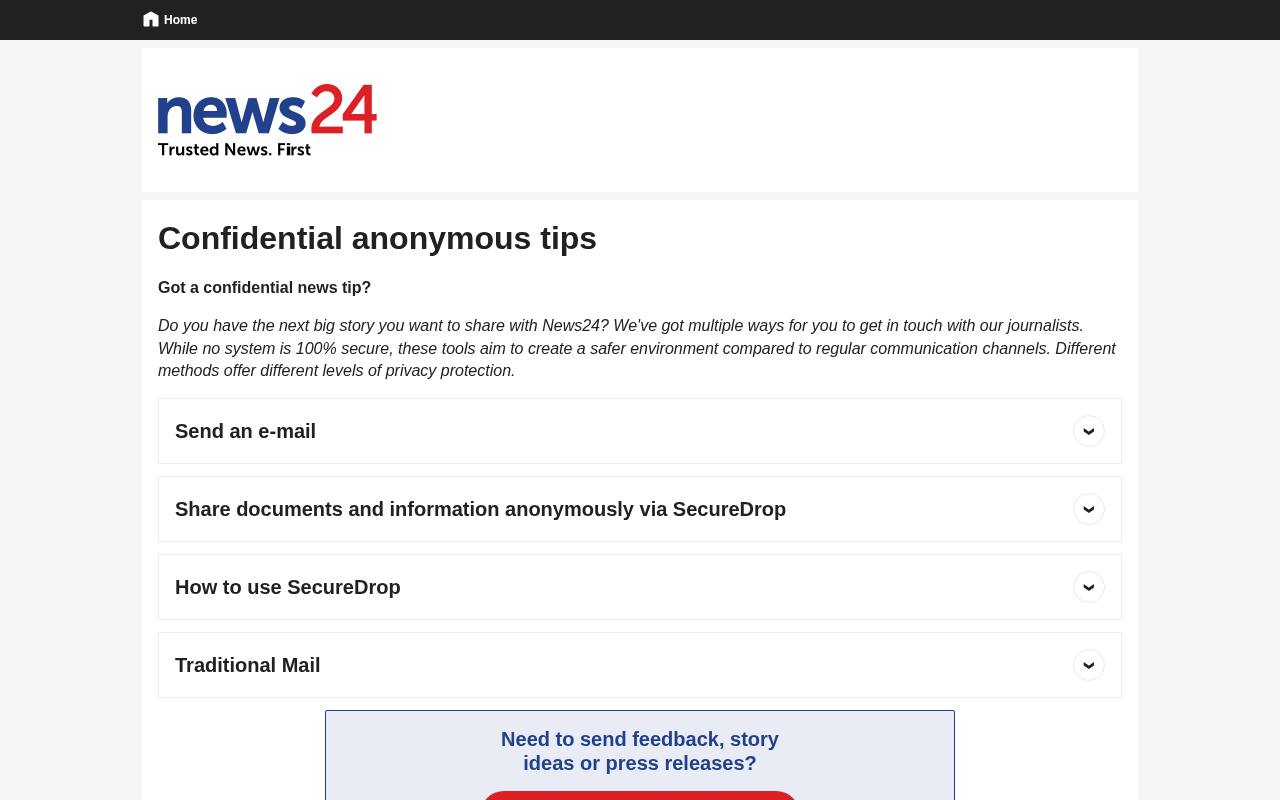 Screenshot von news24.com