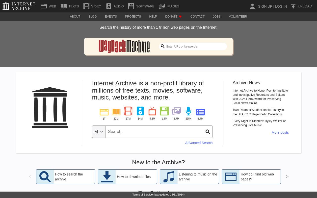 Screenshot of archive.org