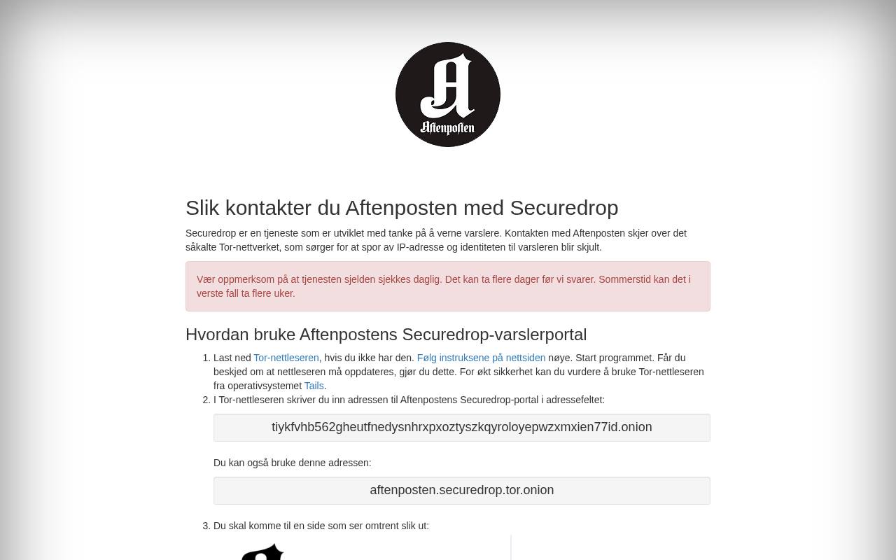 Screenshot of aftenposten.no