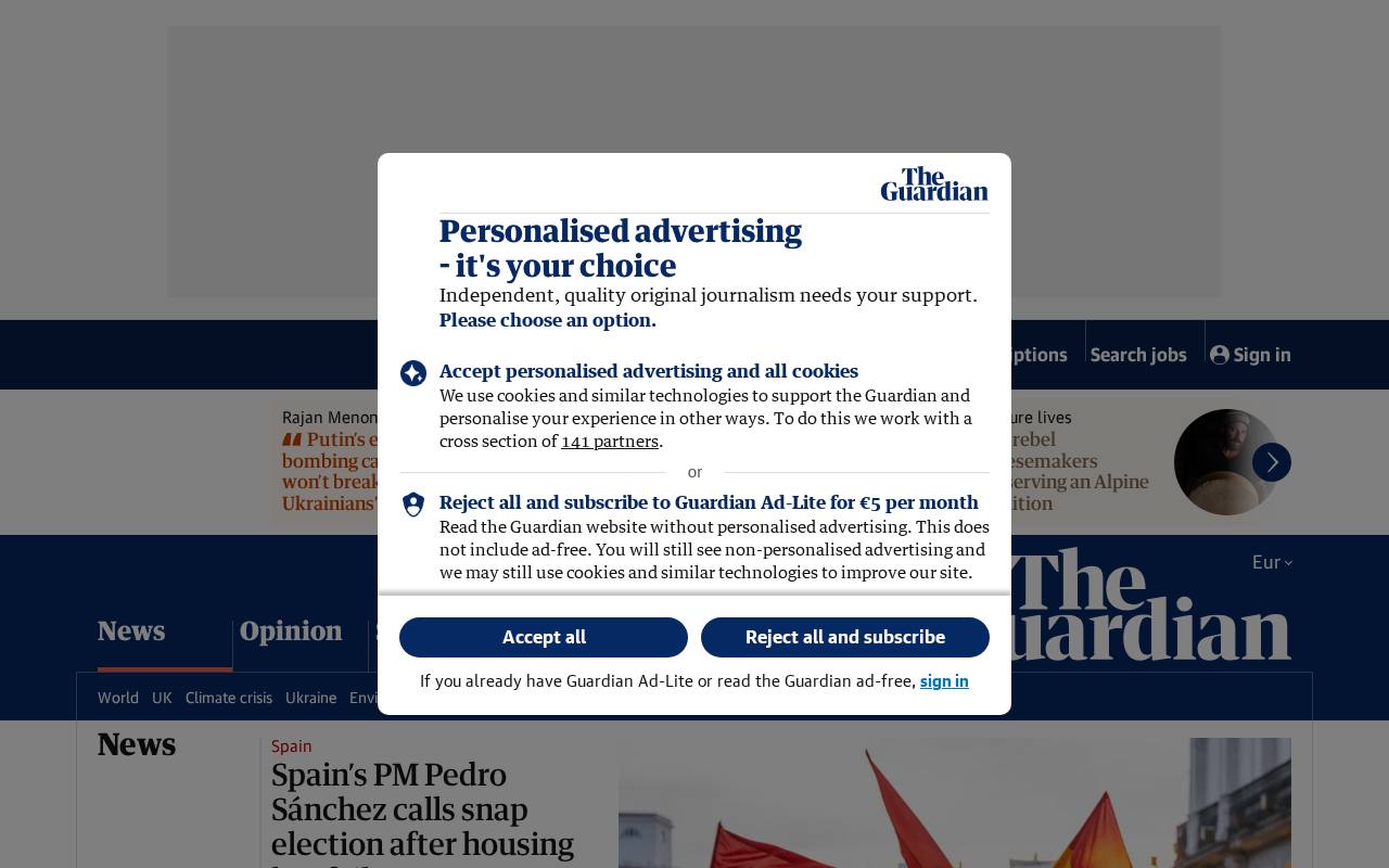 Screenshot of theguardian.com