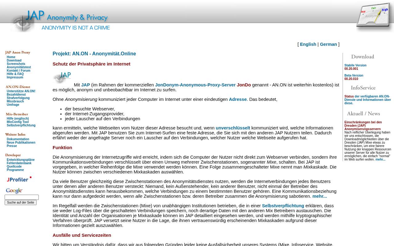 Screenshot of anon.inf.tu-dresden.de