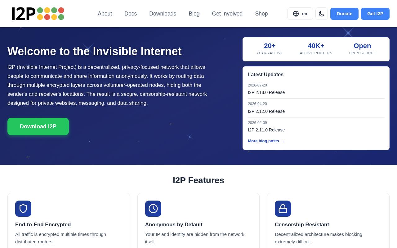 Screenshot of i2p.net